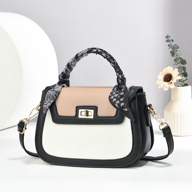 New Stitching Small Square Bag Small Fragrant Style High Color Value Color Matching Handbag Fashion All-Match Shoulder Bag Crossbody Bag - Image 3